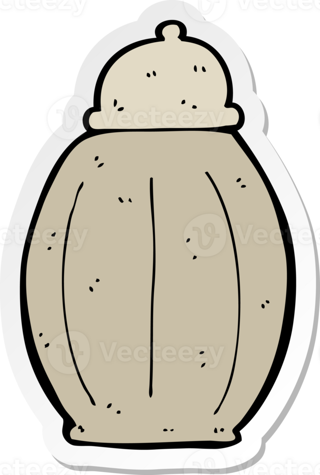 sticker of a cartoon old jar png