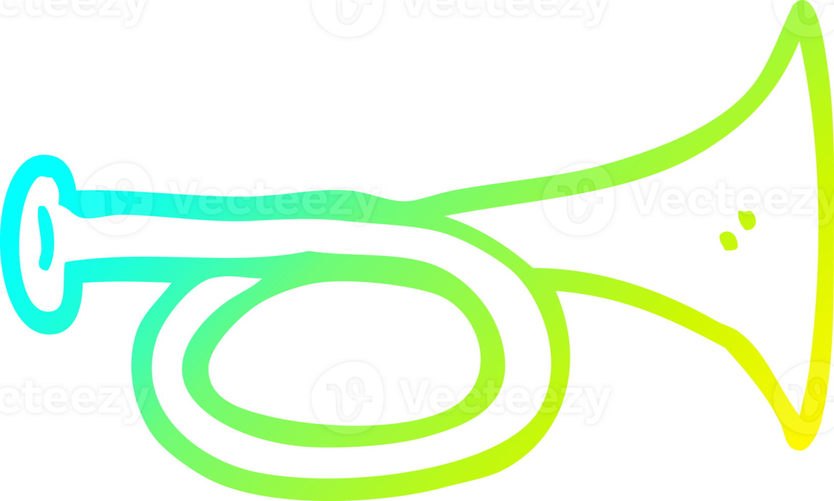 cold gradient line drawing of a cartoon brass horn png