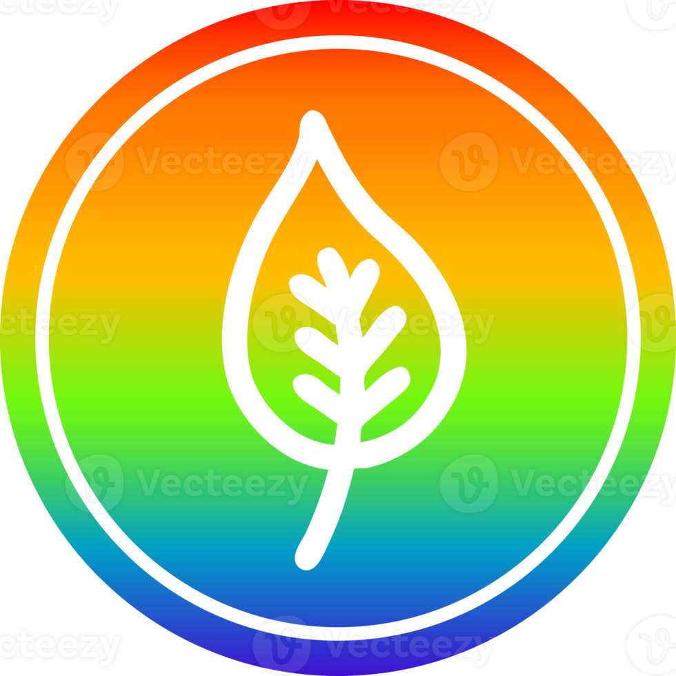 natural leaf circular icon with rainbow gradient finish png