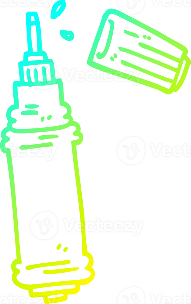cold gradient line drawing of a cartoon ink pen png