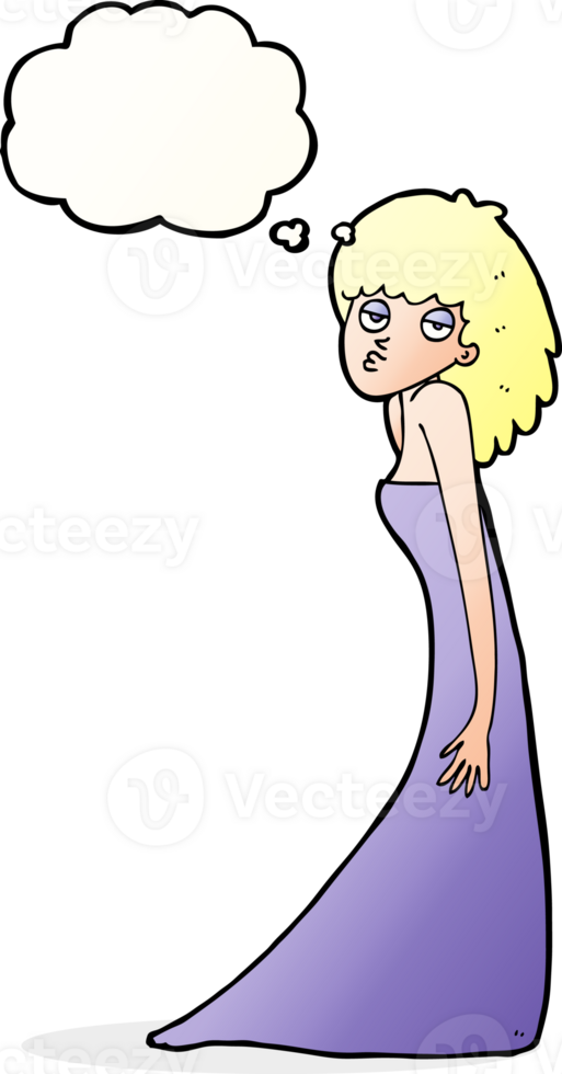 cartoon woman pulling photo face with thought bubble png