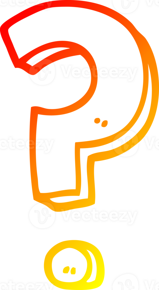 warm gradient line drawing of a cartoon question mark png