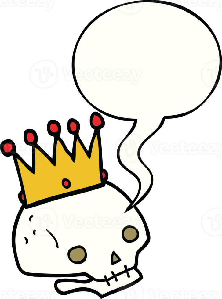 cartoon skull with crown with speech bubble png