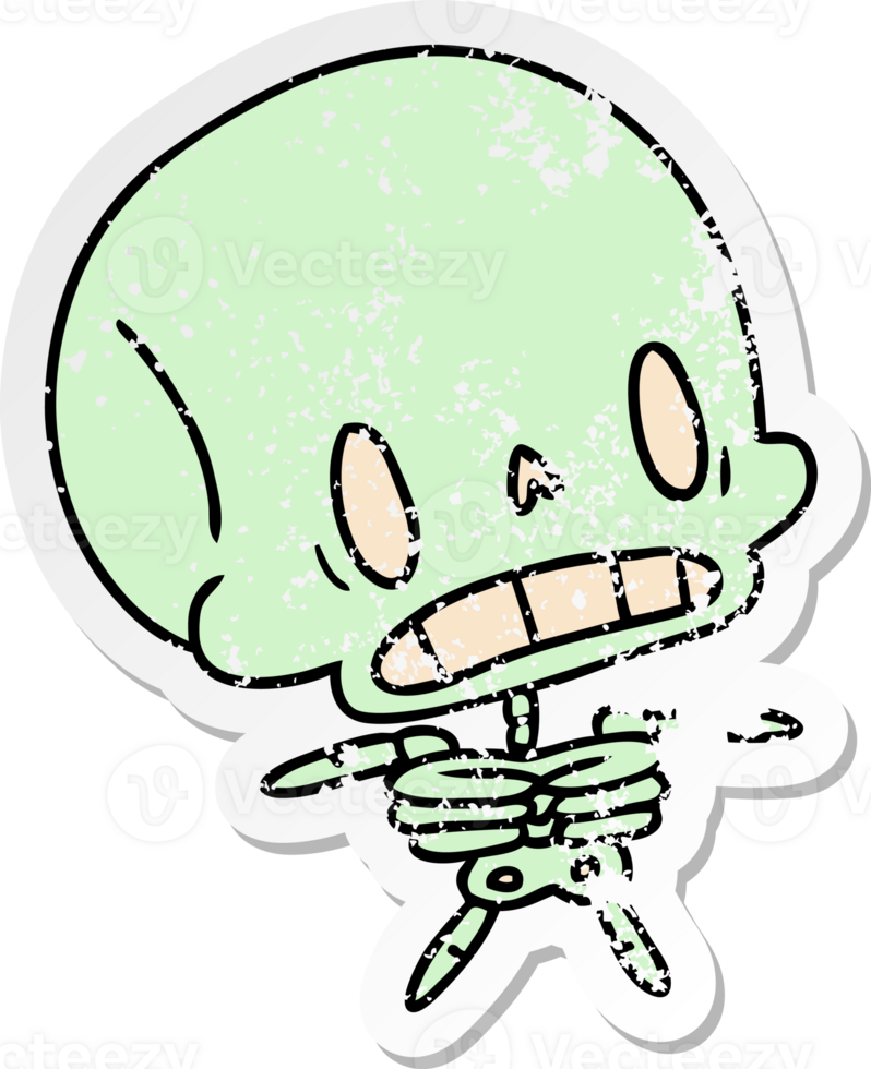 angustiado adesivo desenho animado ilustração kawaii fofa morto esqueleto png