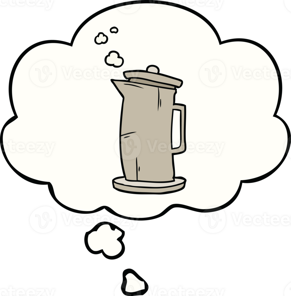 cartoon old kettle with thought bubble png