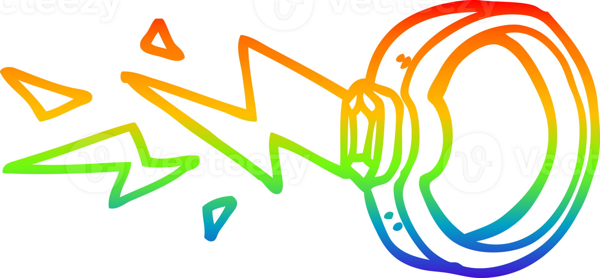 rainbow gradient line drawing of a cartoon zapping ring png