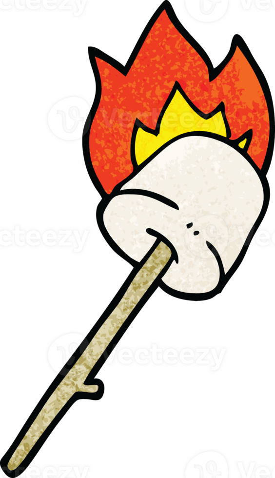 cartoon doodle marshmallow on stick png