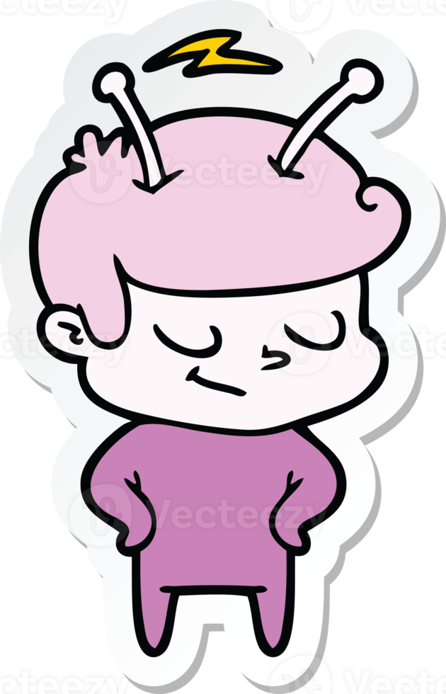 sticker of a friendly cartoon spaceman png