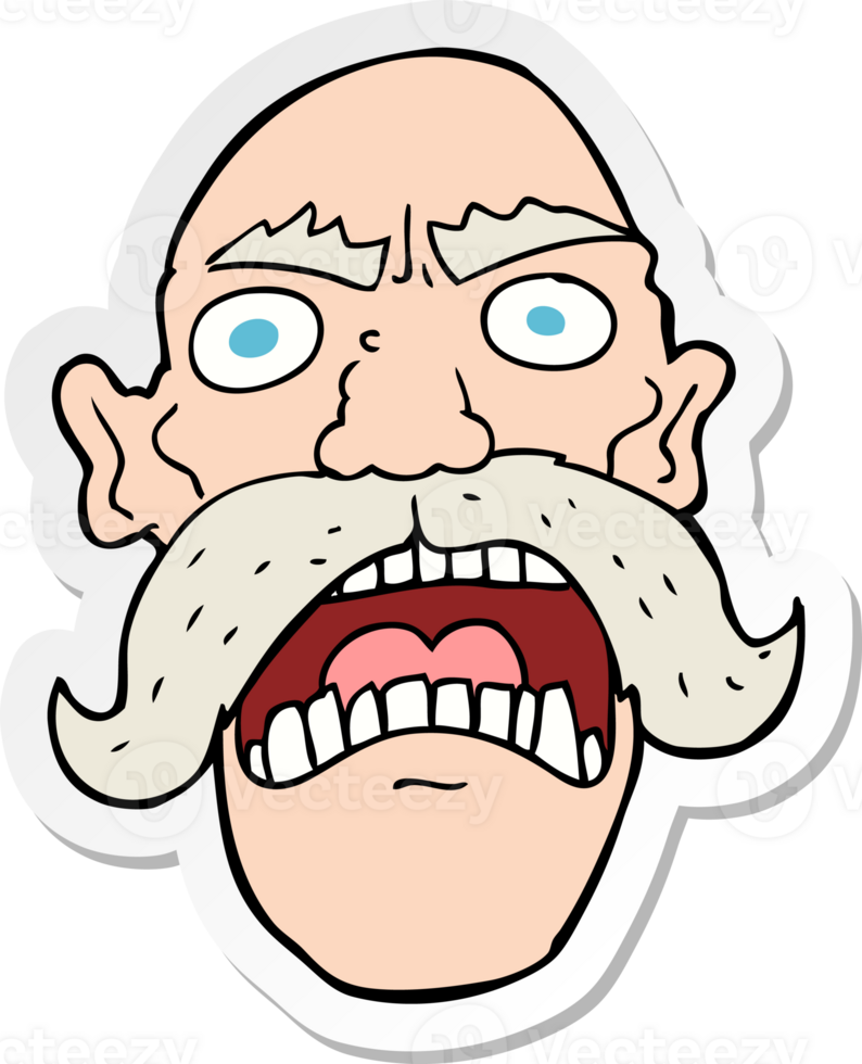 sticker of a cartoon angry old man png