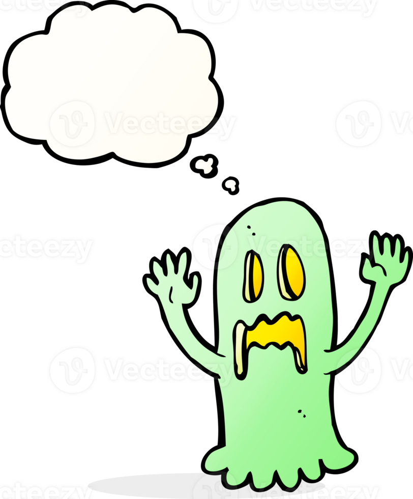 cartoon spooky ghost with thought bubble png
