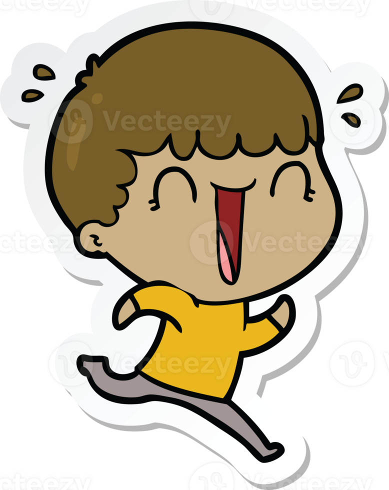 sticker of a laughing cartoon man running png