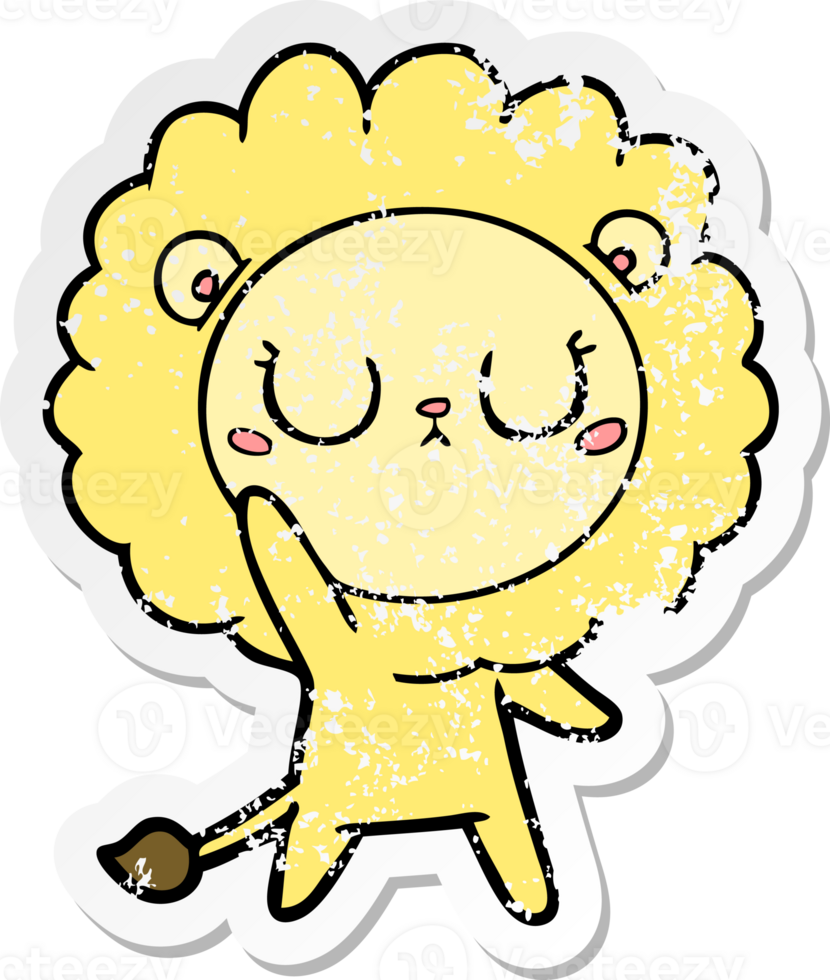 distressed sticker of a cartoon lion png