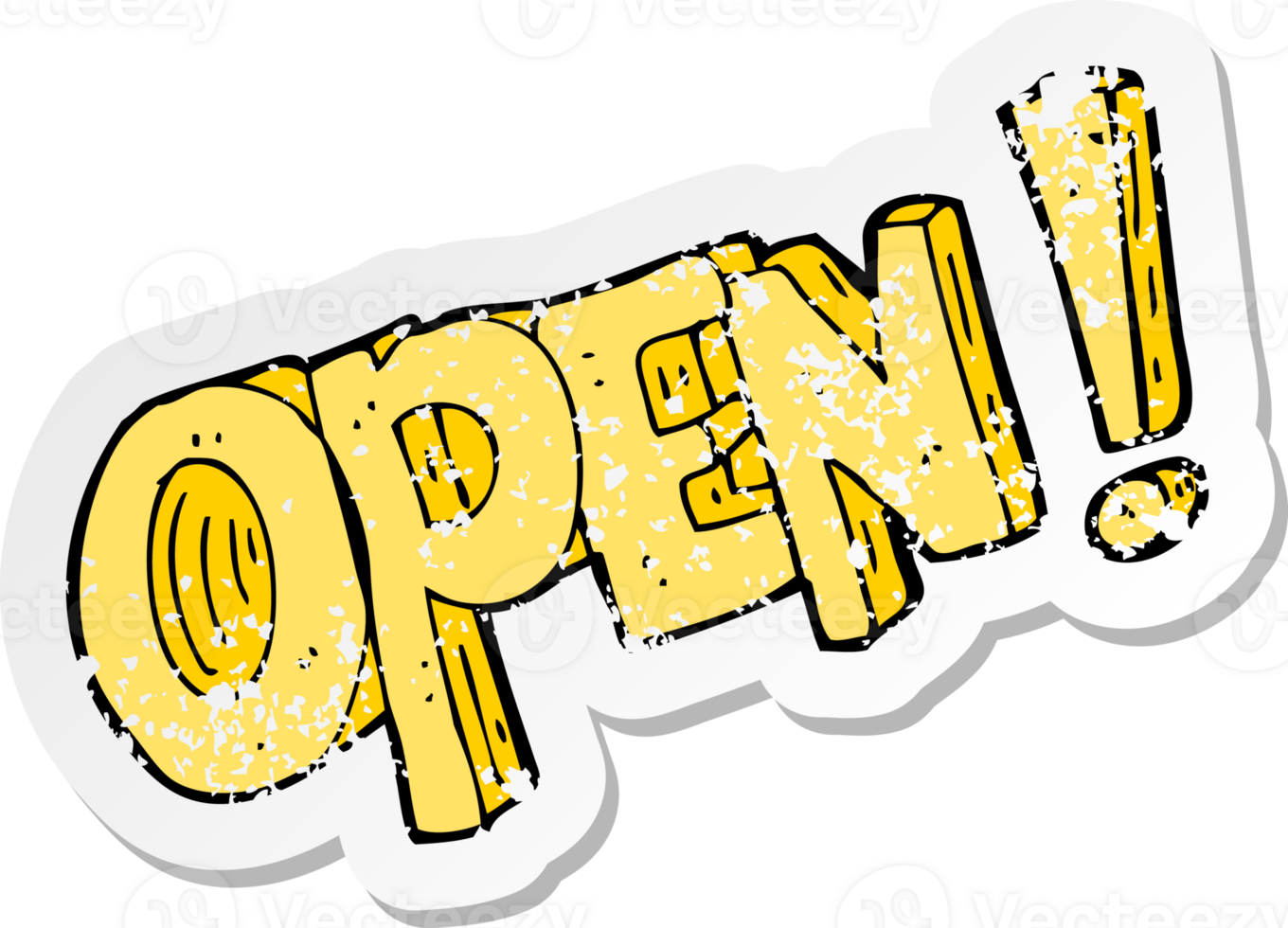 retro distressed sticker of a cartoon open symbol png
