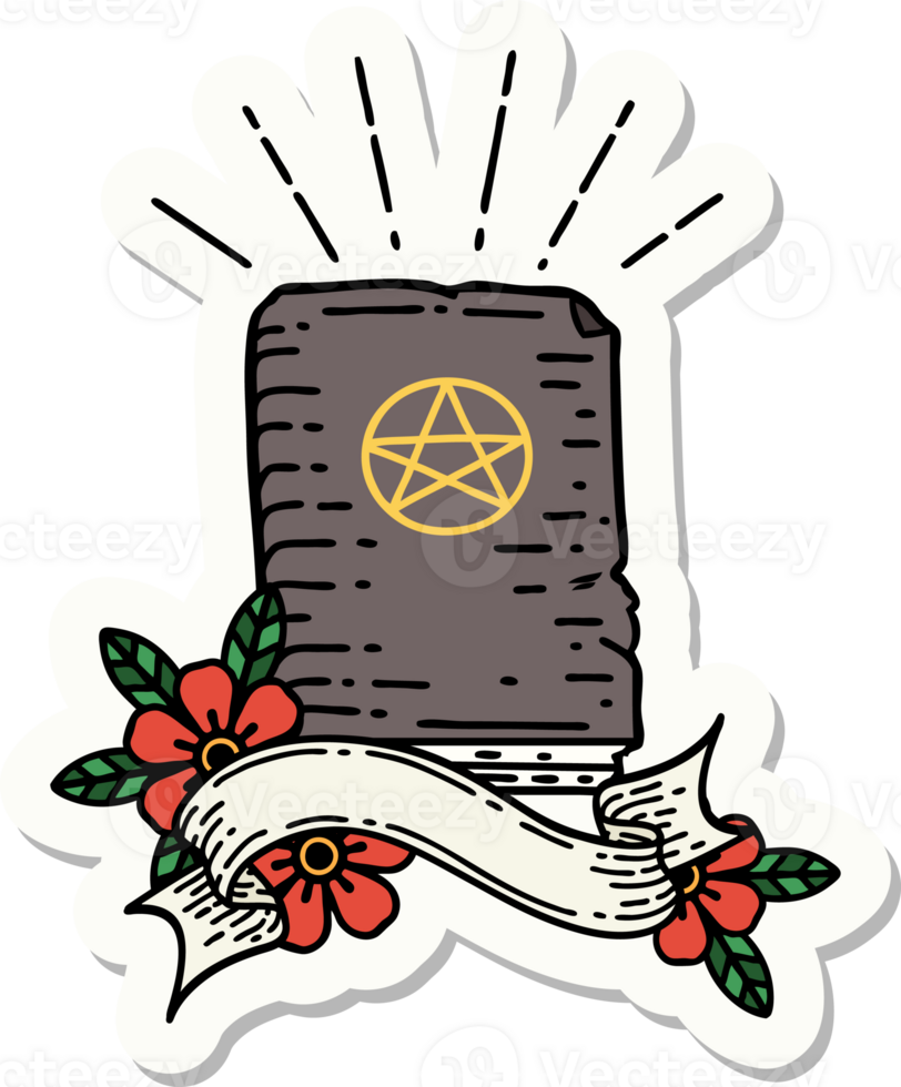 sticker of a tattoo style spellbook png