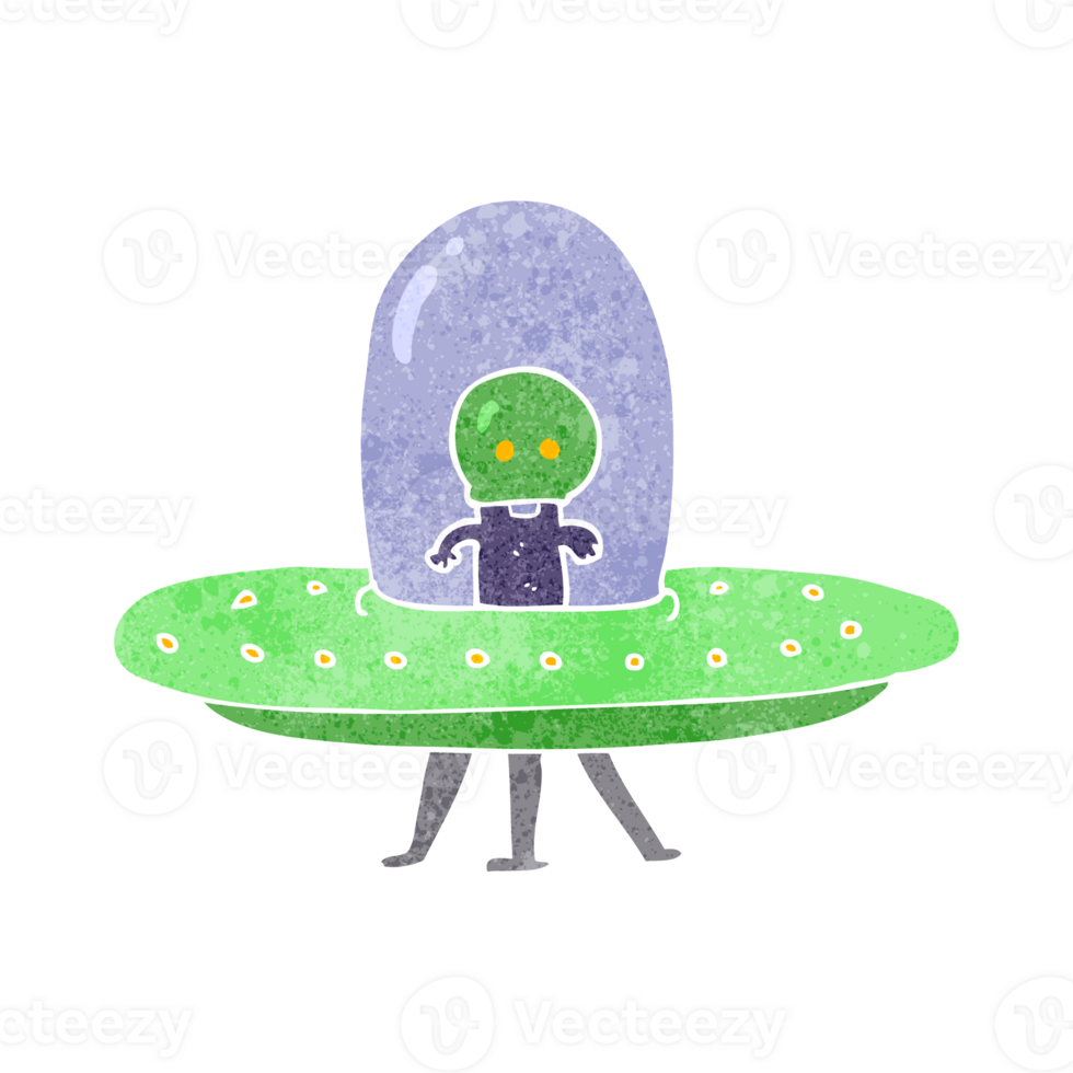 retro cartoon flying saucer png
