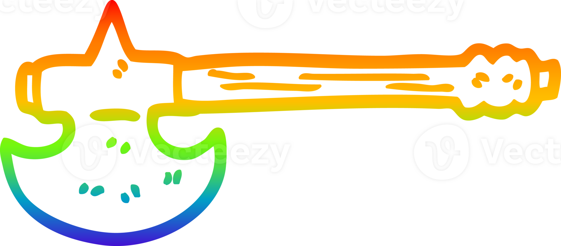 rainbow gradient line drawing of a cartoon golden axe png