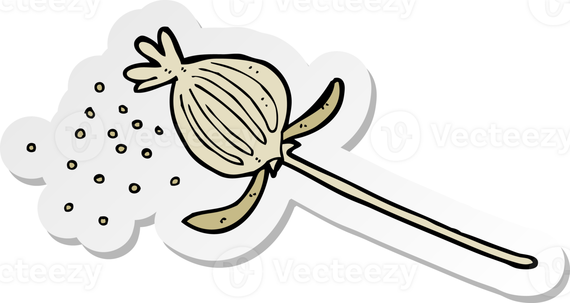 sticker of a cartoon dried poppy flower png