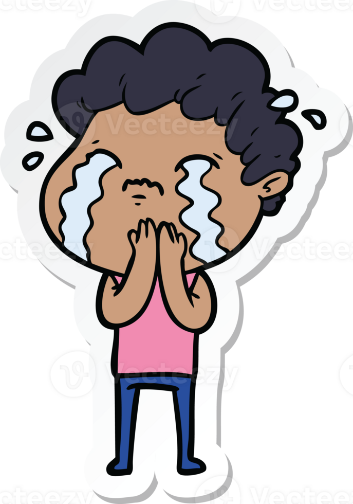sticker of a cartoon man crying png
