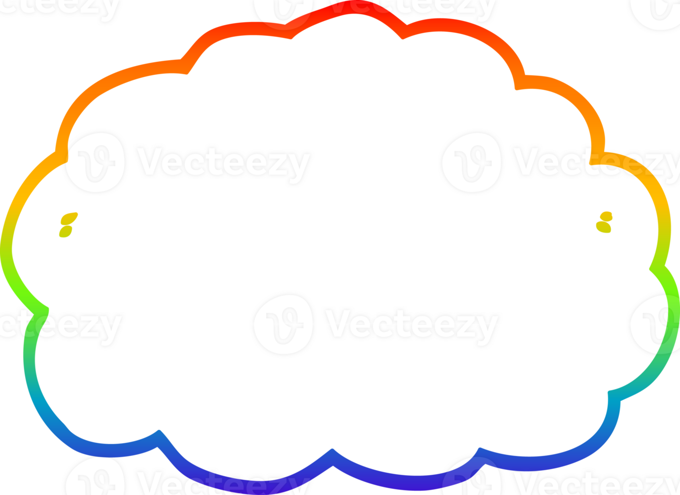 rainbow gradient line drawing of a cartoon cloud png