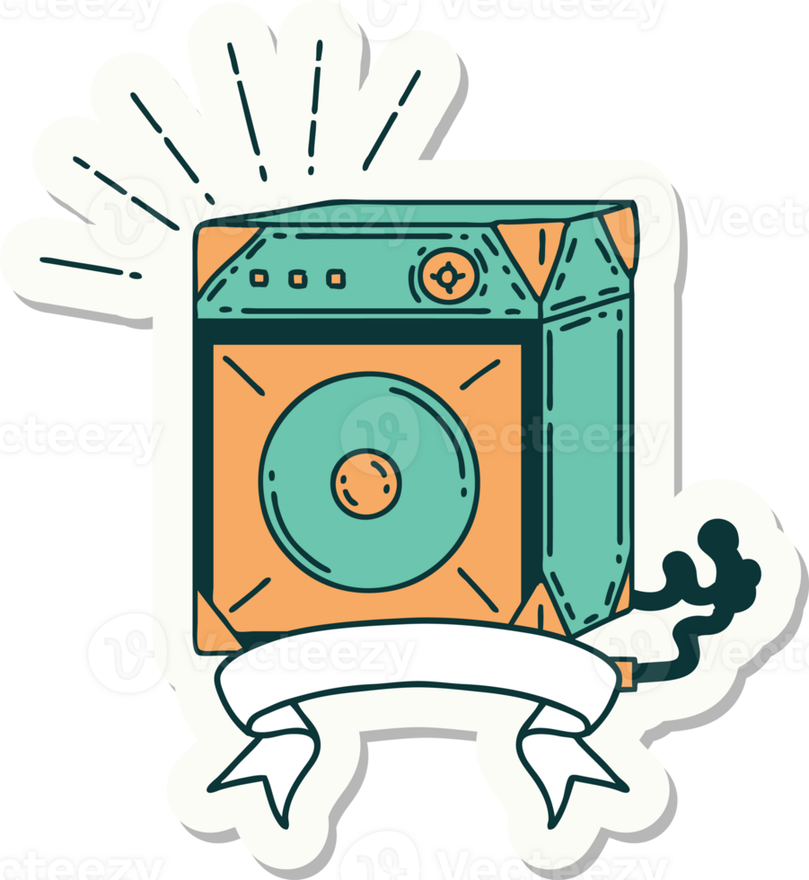 sticker of a tattoo style guitar amplifier png
