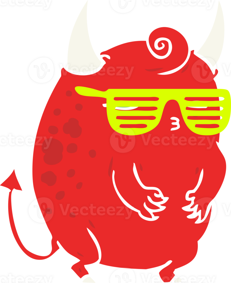 flat color style cartoon halloween disco devil png