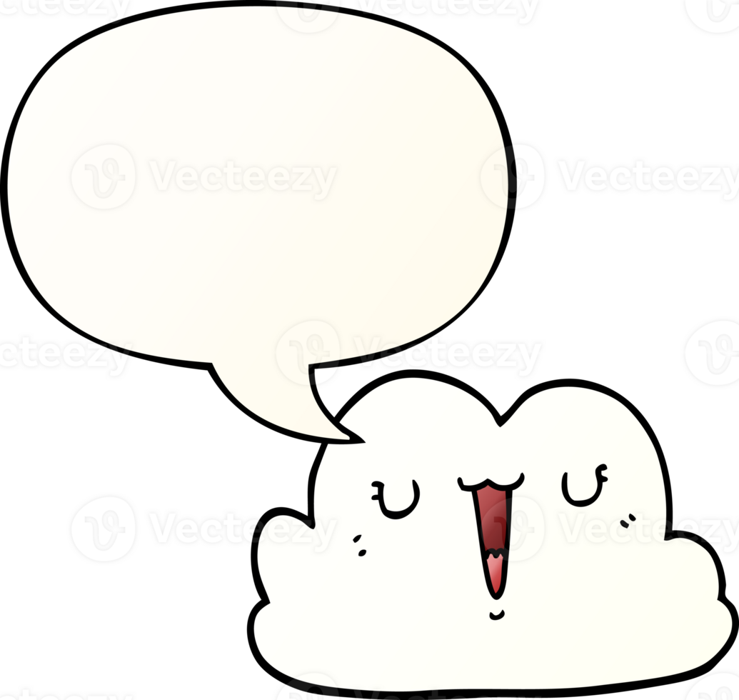cute cartoon cloud with speech bubble in smooth gradient style png