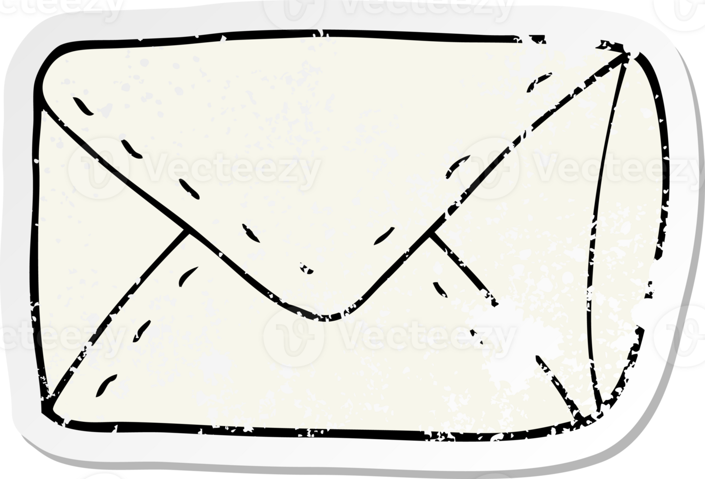 distressed sticker of a cartoon envelope png