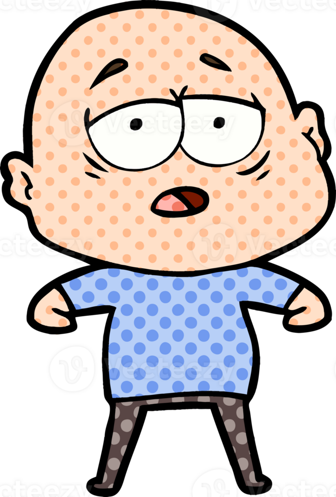 cartoon tired bald man png