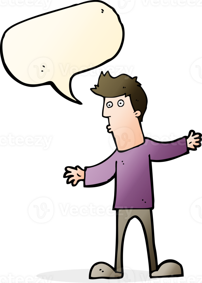 cartoon curious man with speech bubble png