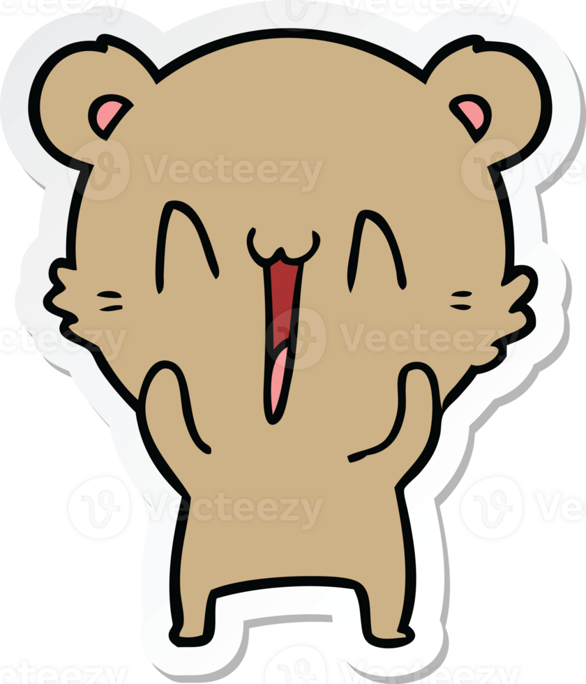 sticker of a happy bear cartoon png