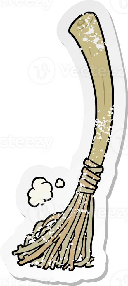 distressed sticker of a cartoon magic broom png