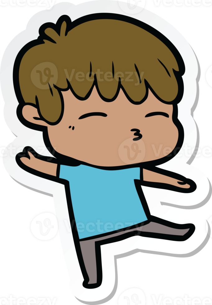 sticker of a cartoon curious boy png
