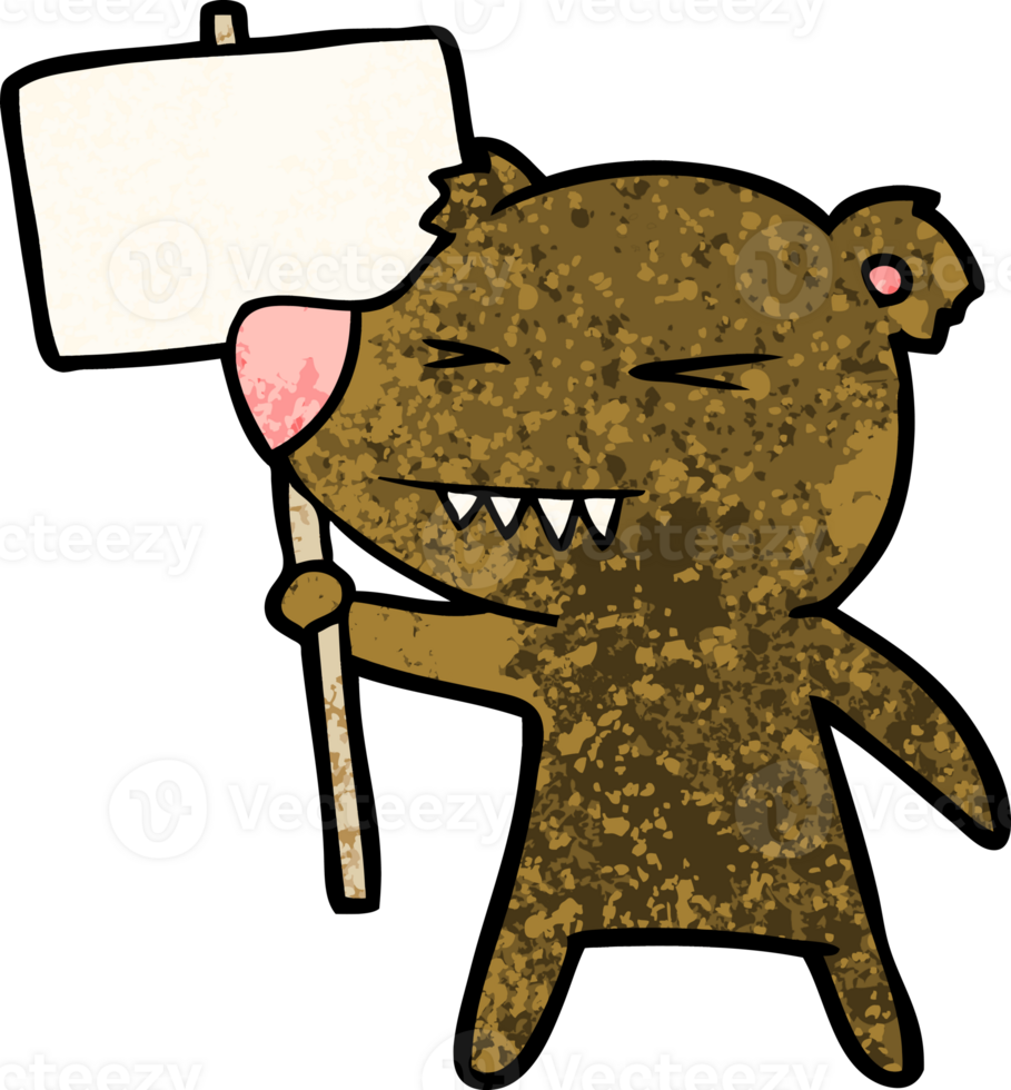 angry bear cartoon protesting png