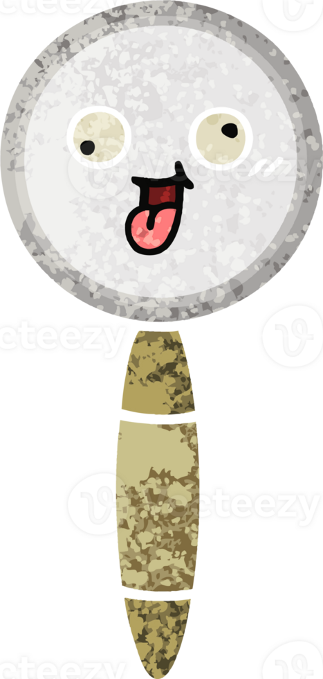 retro illustration style cartoon of a magnifying glass png