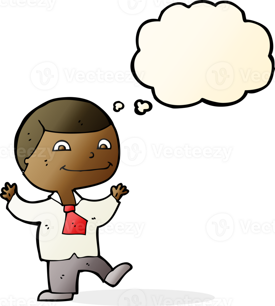 cartoon happy boy with thought bubble png