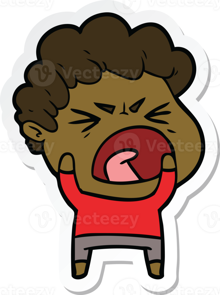 sticker of a cartoon furious man png