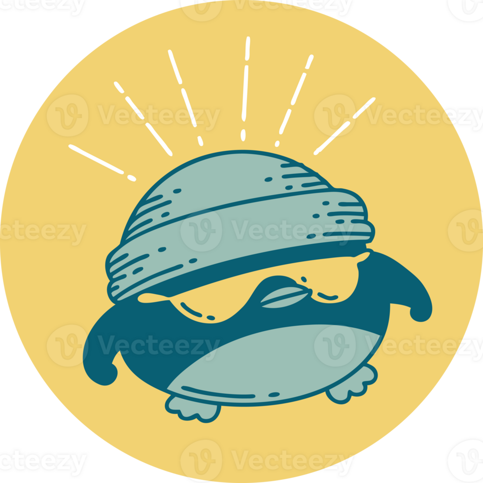 icon of a tattoo style cool robin png