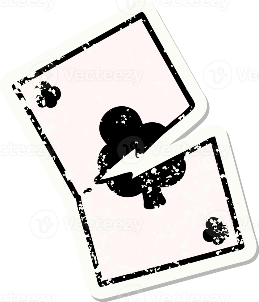 distressed sticker tattoo in traditional style of a torn card png
