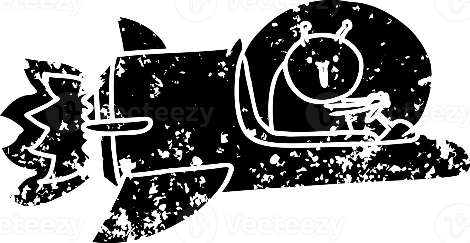 cartoon alien in spaceship distressed icon png