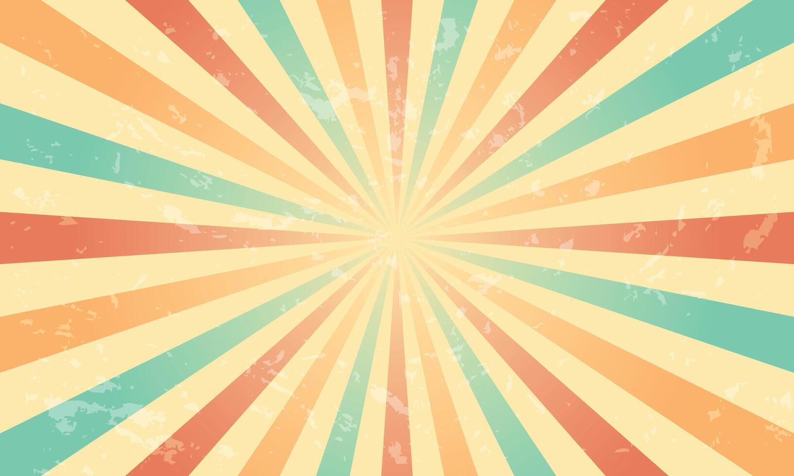 Abstract Retro Background with Colorful Burst, Vintage Poster, Striped, Grunge Texture, Circus, 60s, 70s, vector
