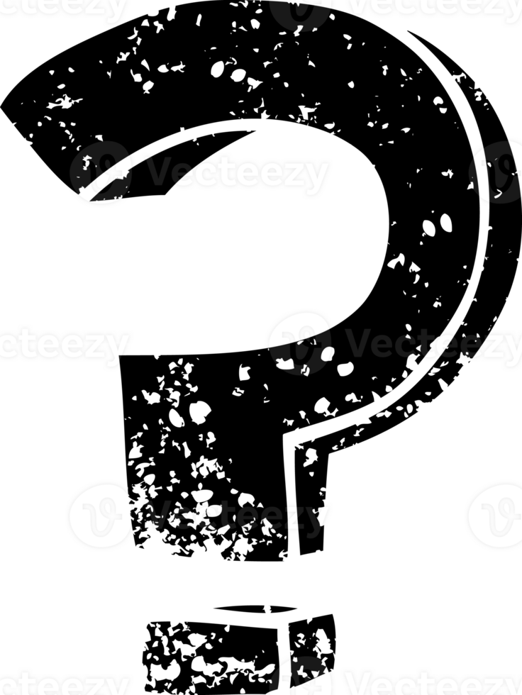 line drawing cartoon question mark distressed icon png