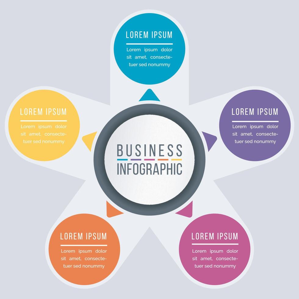 5 Steps Infographic business information 5 objects, steps, elements or options infographics design template vector