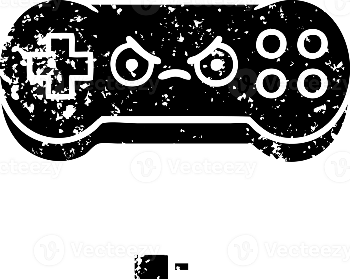 line drawing cartoon of a game controller distressed icon png