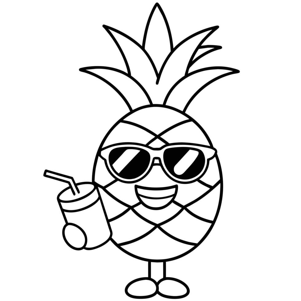 Pineapple Fruit Mascot Cartoon vector