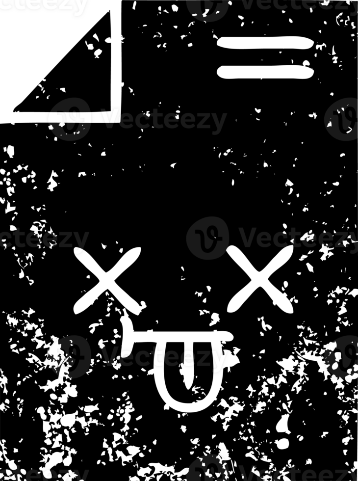 line drawing cartoon of a sheet of paper  distressed icon png