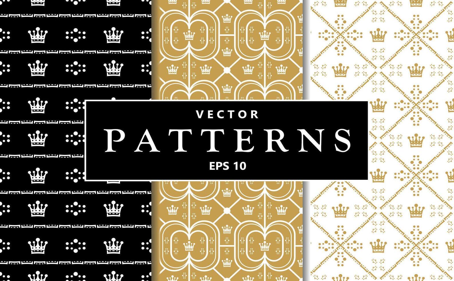 Seamless patterns with crowns and stars background. Suitable for luxury branding, royal-themed events, children's parties, packaging design, fabric prints, stationery, wallpaper, digital backgrounds vector