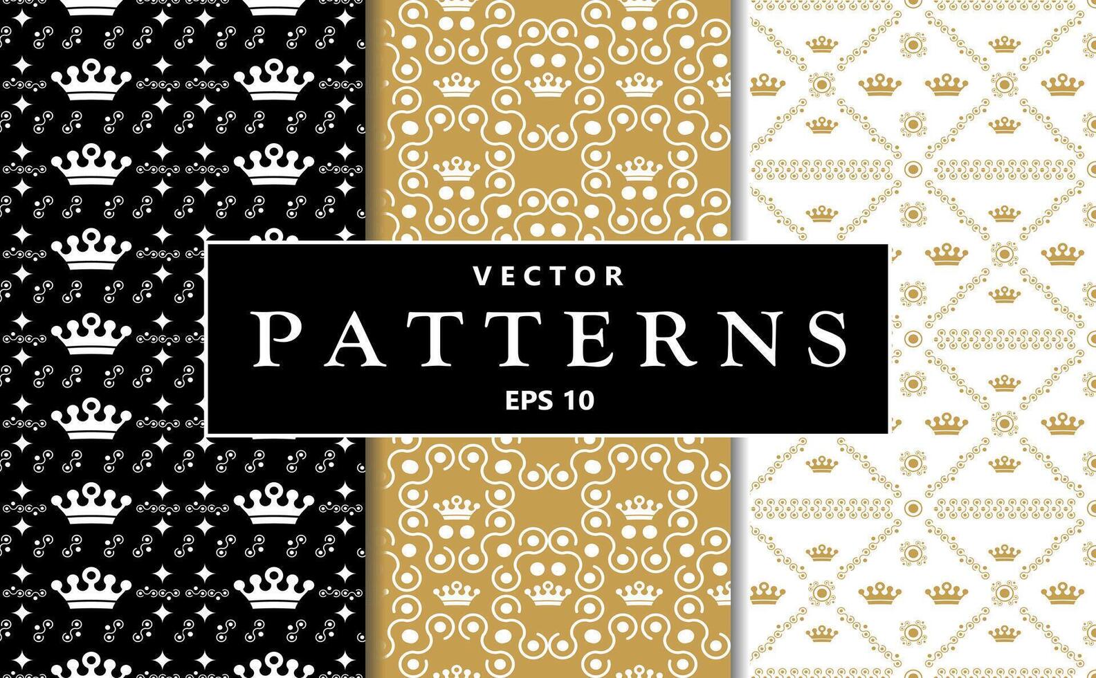 Seamless patterns with crowns and flowers background. Suitable for luxury branding, royal-themed events, children's parties, packaging design, fabric prints, stationery, wallpaper, digital backgrounds vector
