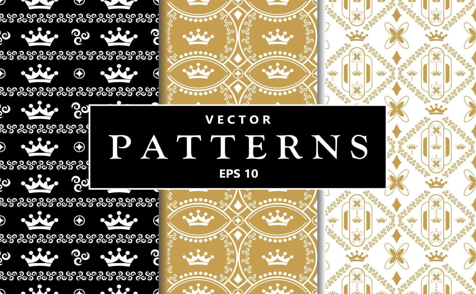 Seamless patterns with crowns and flowers background. Suitable for luxury branding, royal-themed events, children's parties, packaging design, fabric prints, stationery, wallpaper, digital backgrounds vector