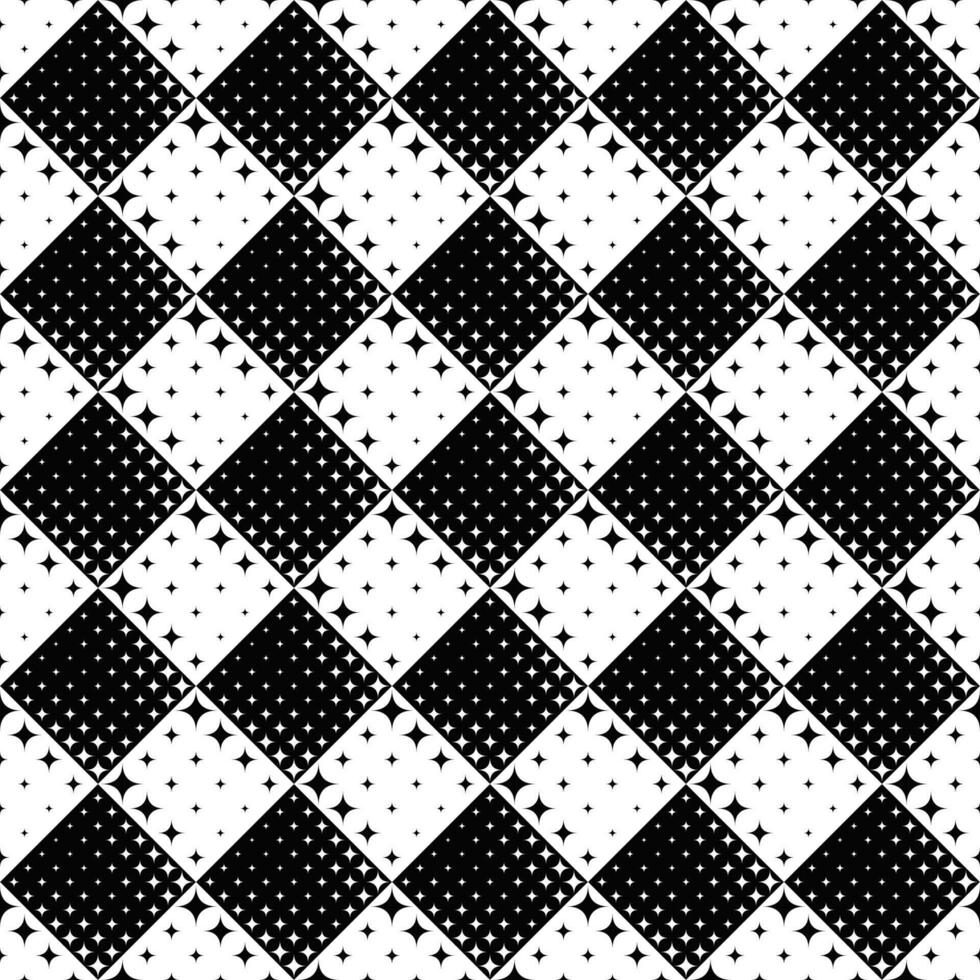 Seamless geometrical black and white curved star pattern background vector