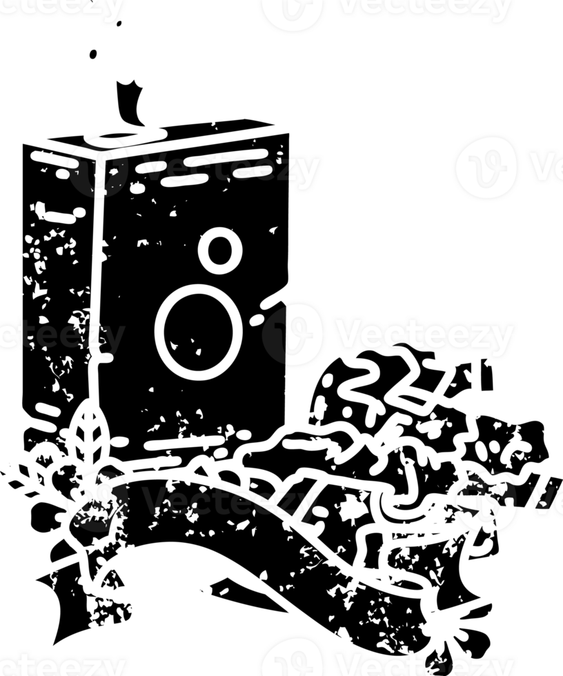 scroll banner with black line work tattoo style detergent and pile of clothes distressed icon png